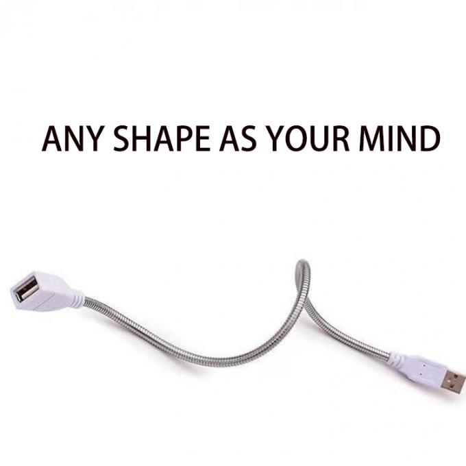 Tubos de aço inoxidável de metal flexível de homem para mulher Cable de extensão de adaptador de carregamento USB para ventilador de luz LED 5