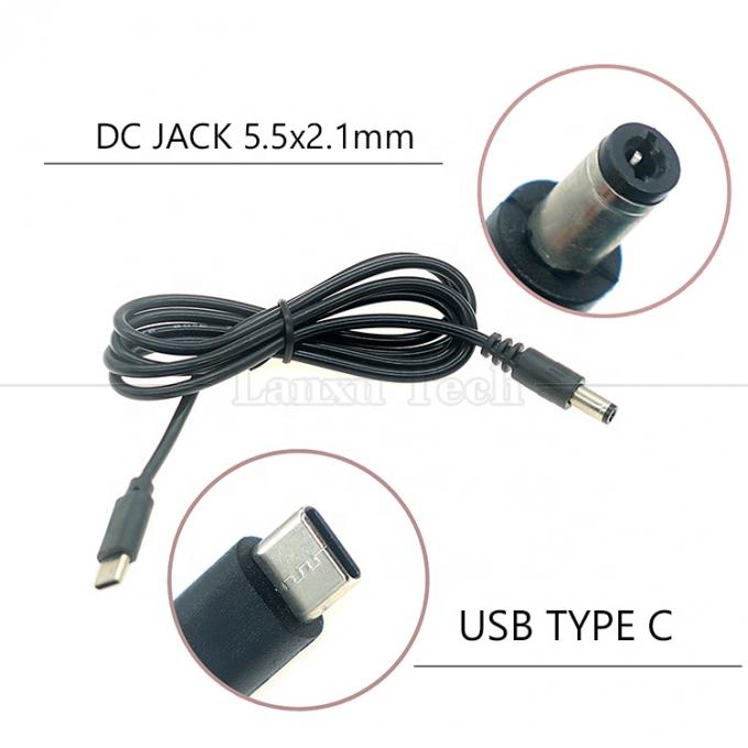 PD Carregamento 3A 9V 12V 15V 20V USB Tipo C para DC 5.5x2.1mm Jack Adaptador Converter Cable para Wifi Router Modem Projector Camera 1