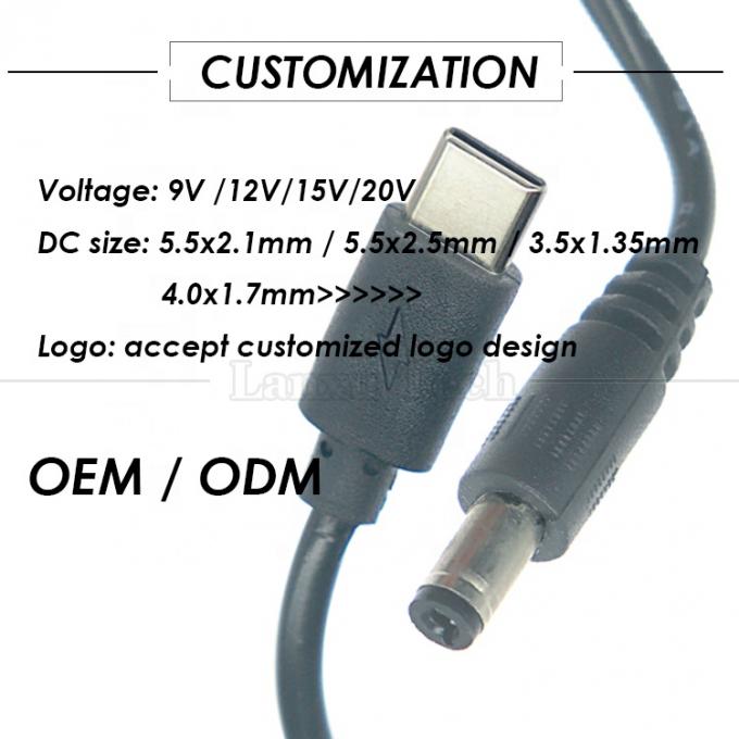 PD Carregamento 3A 9V 12V 15V 20V USB Tipo C para DC 5.5x2.1mm Jack Adaptador Converter Cable para Wifi Router Modem Projector Camera 5