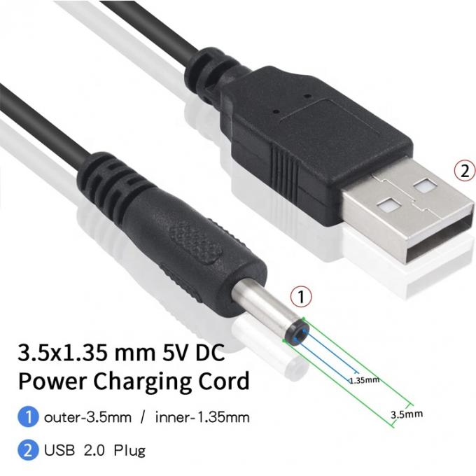 1 metro USB macho para DC Jack de barril 3,5 mm 1,35 mm cabo de carregador de energia para alto-falante do roteador 4