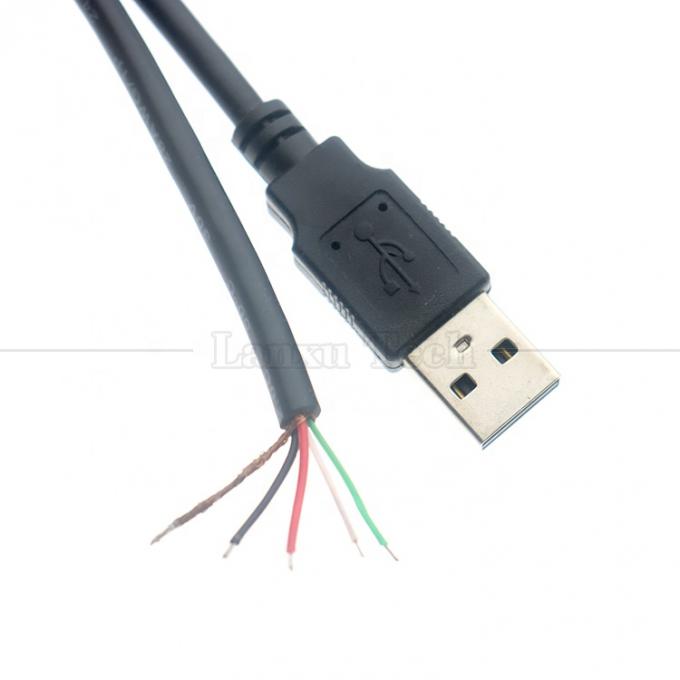 USB 2.0 personalizado Tipo A Macho a Descascado Em lata 2 3 4 fios Cabo de carregamento de dados de cauda de porco 3