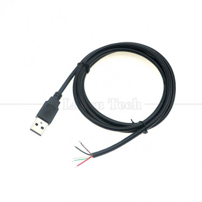 USB 2.0 personalizado Tipo A Macho a Descascado Em lata 2 3 4 fios Cabo de carregamento de dados de cauda de porco 5
