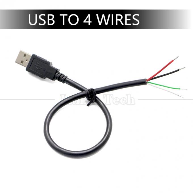 USB 2.0 personalizado Tipo A Macho a Descascado Em lata 2 3 4 fios Cabo de carregamento de dados de cauda de porco 8