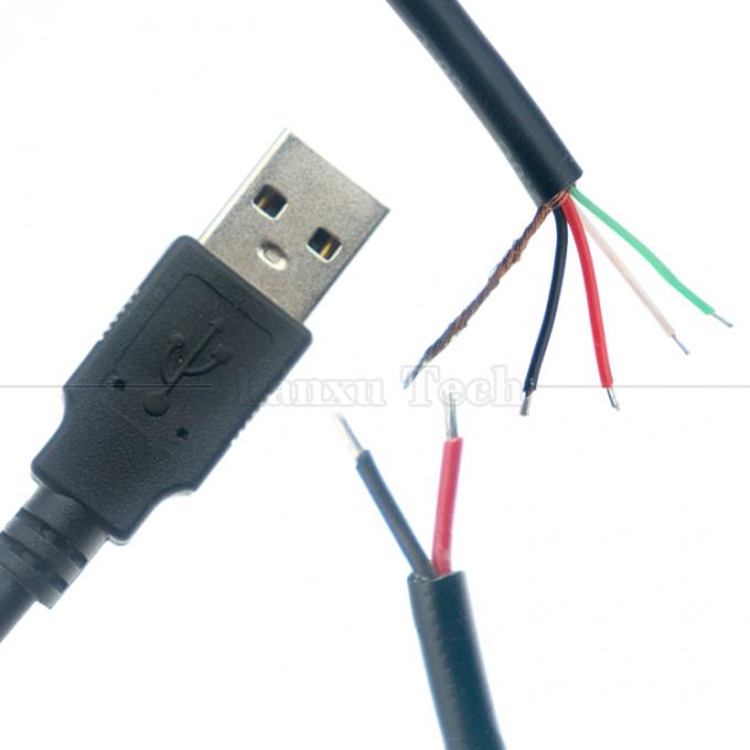 Fabricação por encomenda USB A macho a despojado fio nu cabo de rabo de porco de ponta aberta 2