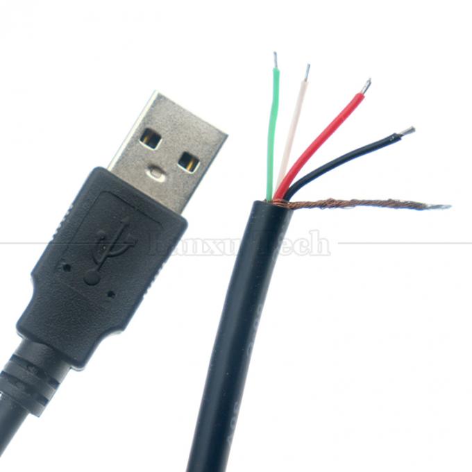 Fabricação por encomenda USB A macho a despojado fio nu cabo de rabo de porco de ponta aberta 3
