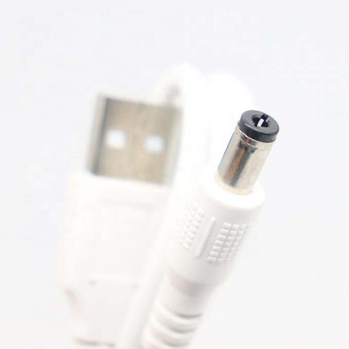 Branco 1M 5V USB 2.0 Um macho para DC Jack 5.5X2.1mm cabo de carregador de energia 4