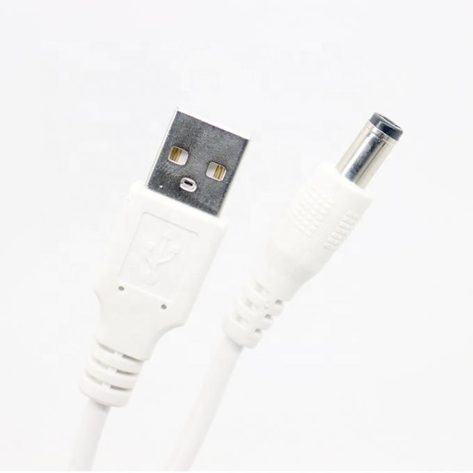 Branco 1M 5V USB 2.0 Um macho para DC Jack 5.5X2.1mm cabo de carregador de energia 5
