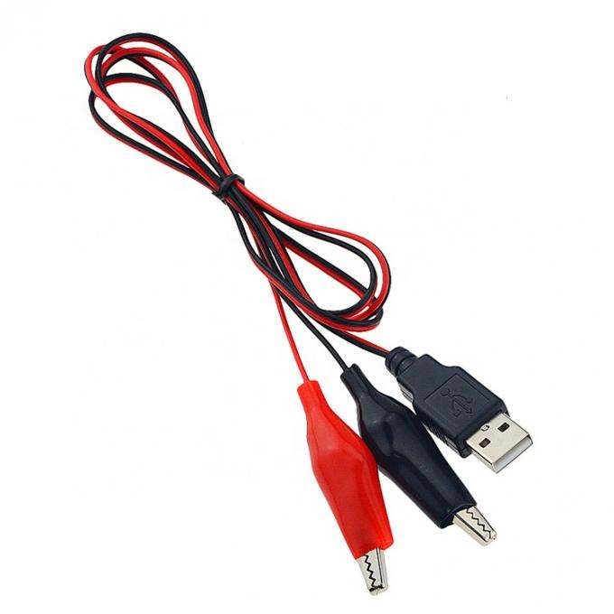 Crocodile Clamps Alligator Clip para USB Um fio de teste macho Adaptador de cabo para circuito de teste 4