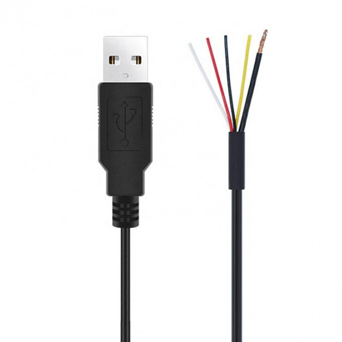 CUSTOM Shield USB 2.0 Um macho para descascar 4 fios de lata de cabo de ponta aberta de cauda de porco 6