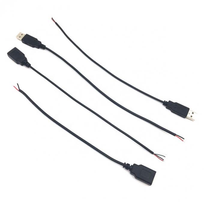 Homem Mulher USB 2.0 Tipo A Plug to Free End Embalagem de cabo de carregador de fio de porco aberto para tira LED 2