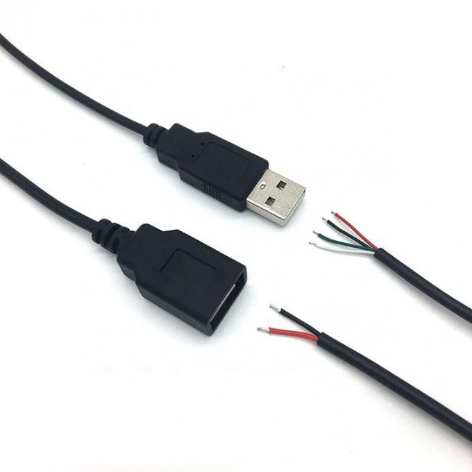 Homem Mulher USB 2.0 Tipo A Plug to Free End Embalagem de cabo de carregador de fio de porco aberto para tira LED 5