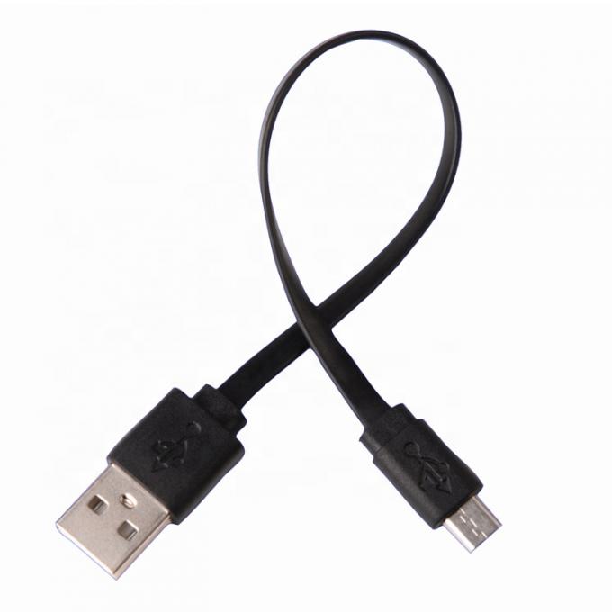 Cabo Micro USB Curto Preto Branco Flat para Porta-vozes Power Bank 1