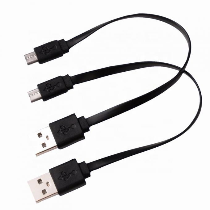 Cabo Micro USB Curto Preto Branco Flat para Porta-vozes Power Bank 2