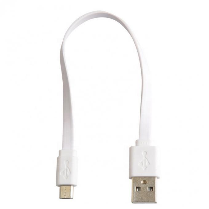 Cabo Micro USB Curto Preto Branco Flat para Porta-vozes Power Bank 4
