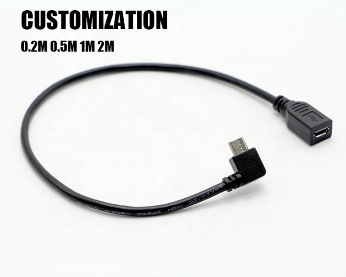 90 graus esquerda direita para cima para baixo ângulo macho para fêmea Micro B USB 2.0 cabo de extensão 1