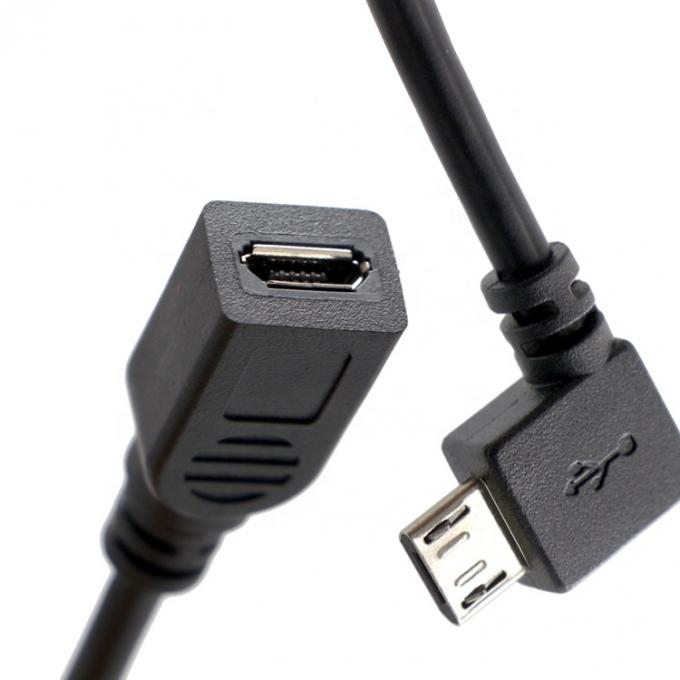 90 graus esquerda direita para cima para baixo ângulo macho para fêmea Micro B USB 2.0 cabo de extensão 5