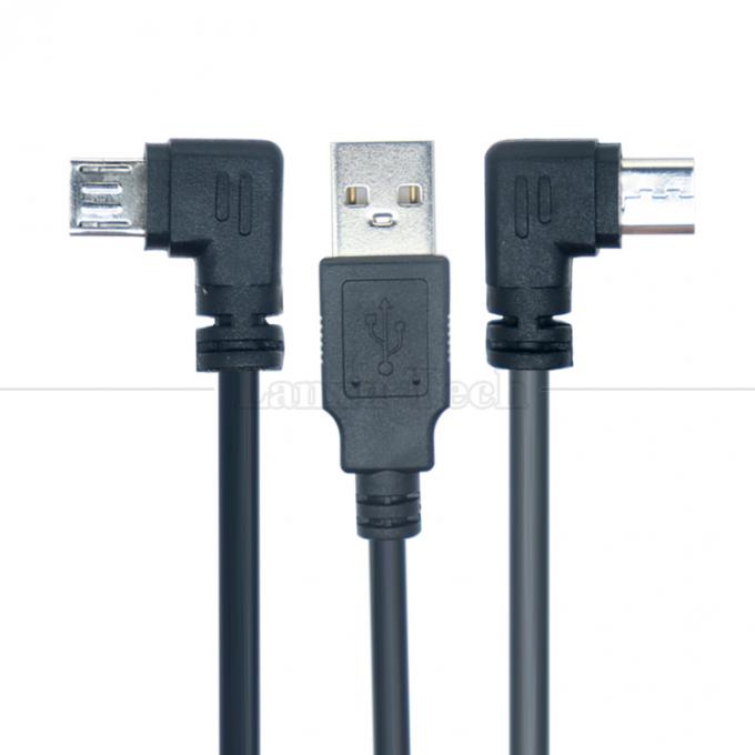Personalização 1m 2m 3m 90 graus ângulo direito Micro B V8 conector para USB extensão cabo de carregador de dados 0