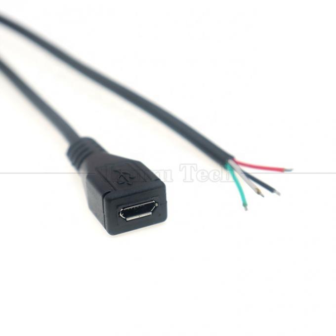 Carregamento de dados OEM Micro b 5 PIN USB macho Fêmea para abrir 2 4 núcleos fios nus Pigtail cabo 2
