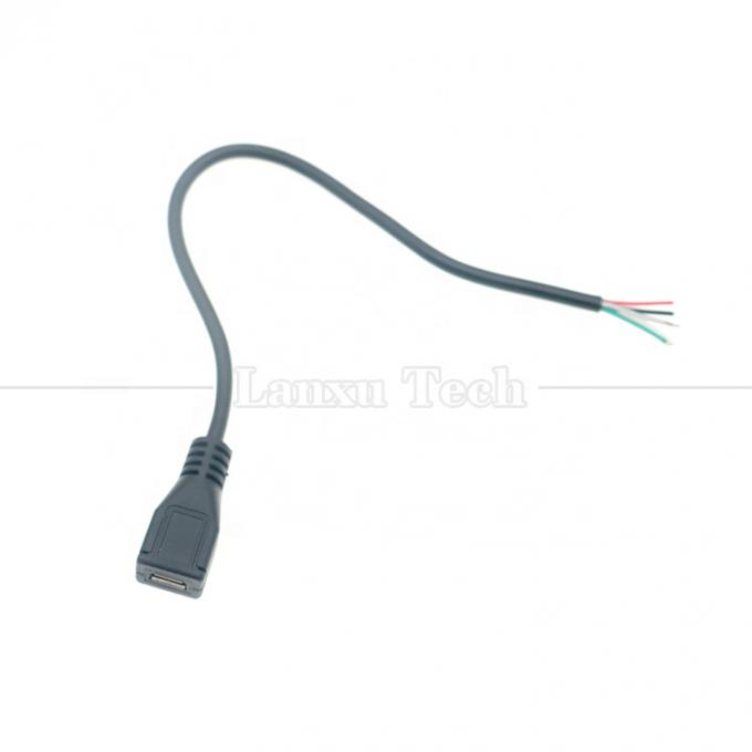 Carregamento de dados OEM Micro b 5 PIN USB macho Fêmea para abrir 2 4 núcleos fios nus Pigtail cabo 4