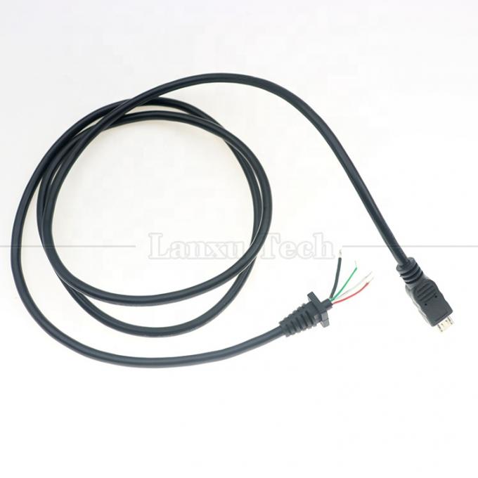 Carregamento de dados personalizado Micro USB blindado para abrir cabo de carregador de energia Pigtail 3