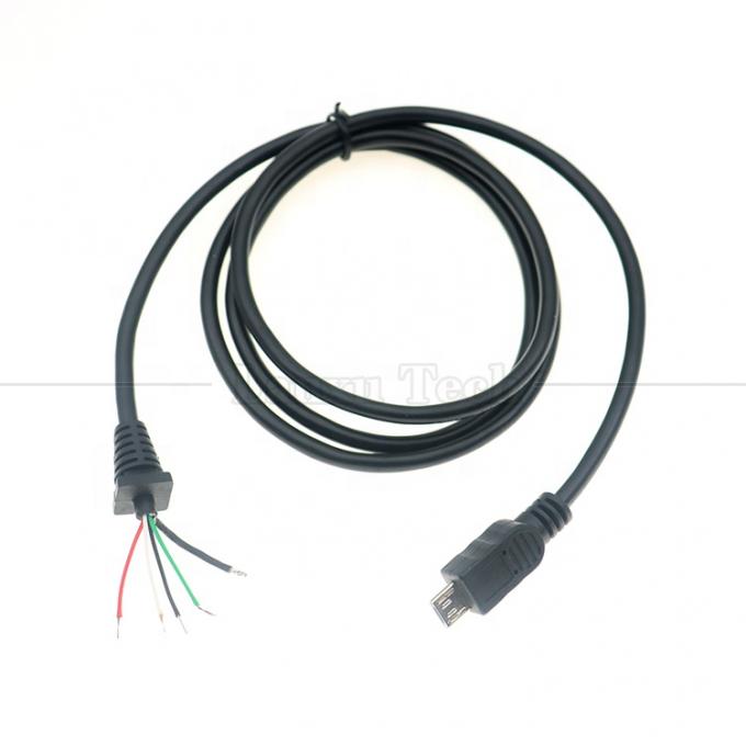 Carregamento de dados personalizado Micro USB blindado para abrir cabo de carregador de energia Pigtail 4
