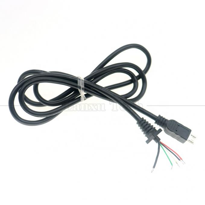 Carregamento de dados personalizado Micro USB blindado para abrir cabo de carregador de energia Pigtail 5