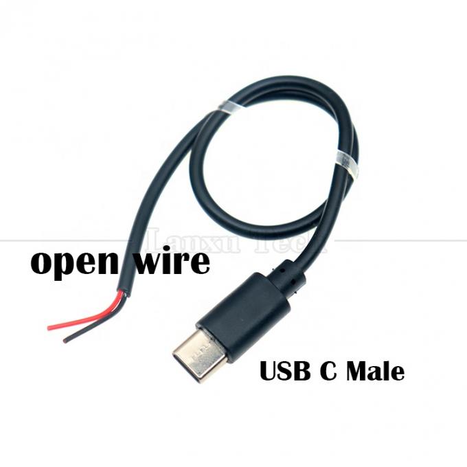 Carregamento de dados personalizado 2 4 núcleos USB Tipo C Macho Fêmea para despojado cabo de fio aberto de ponta de porco 1