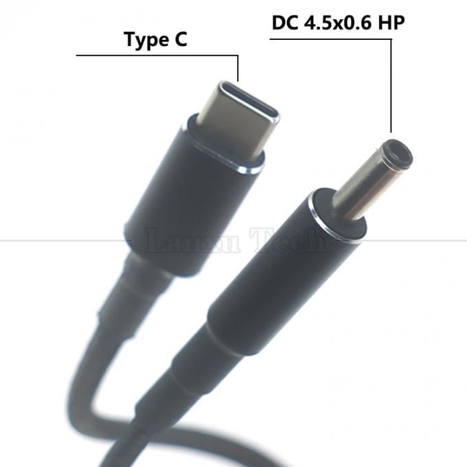 Nylon Braided 100W 20V 5A PD Tipo C para DC 4.5x3.0 7.4x0.6 Adaptador Cable de Carregamento para HP Dell Lenovo Asus Acer Samsung Laptop 1