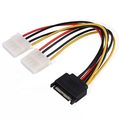 comprar Sata 15 Pin Macho para Dual Molex 4 Pin Lp4 IDE Female Hard Drive Power Y Adaptador Converter Cable para HDD SSD online manufacture