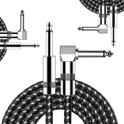 comprar OEM 1M 1/4 Inch 6.35mm TS Instrumentos de ângulo direito Acessórios Bass Amplificador Pedal Guitarra Jack Patch Cable online manufacture