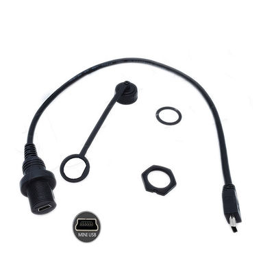 comprar Mini USB Homem para Micro USB Fêmea cabo de extensão à prova d'água com painel de montagem para carro caminhão barco computador de motocicleta online manufacture