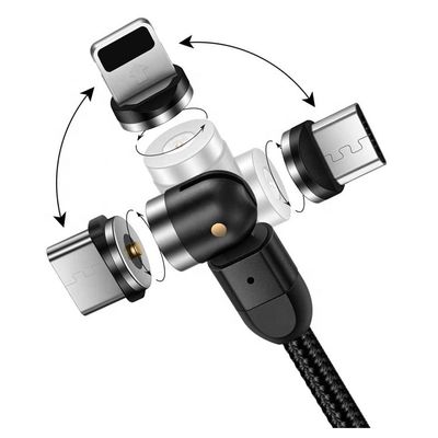 comprar Acessórios de carregamento rápido de telemóveis 540 graus Rotação 3 em 1 Micro Tipo C Cabo de carregamento de dados USB magnético online manufacture