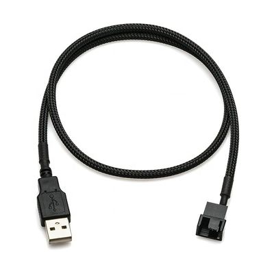 comprar USB trançado para 3 pin 4 pin Molex Feminino PWM 5V Adaptador de alimentação do ventilador Conector de cabo para resfriador de computador online manufacture