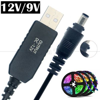 comprar Alta qualidade 5V USB para 12V saída DC 5.5x2.1mm Bloquear Conector Booster Configurar Cable USB de Potência para Led Strip Lâmpadas de Cordel lâmpada online manufacture