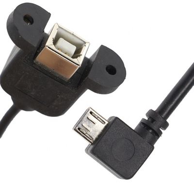 comprar Fecho de parafuso personalizado de ângulo de 90 graus Micro B macho USB 2.0 tipo B fêmea cabo de extensão de montagem de painel online manufacture