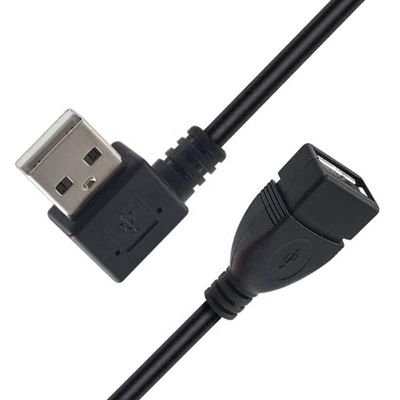 comprar 0.3M 1M 2M 3M 90 graus ângulo direito-esquerdo macho para fêmea USB 2.0 tipo A cabo de extensão online manufacture