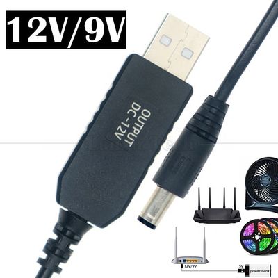 comprar Multi Função 5V USB para 12V 9V DC 5.5x2.1mm Boost Configuração Conversor de Potência Cabo USB para Wifi Router Lâmpada de alto-falante online manufacture