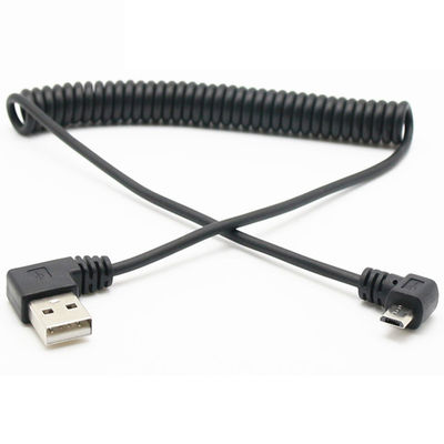 comprar CUSTOM 1M 90 graus ângulo direito USB A macho para Micro b macho cabo USB em espiral de mola online manufacture