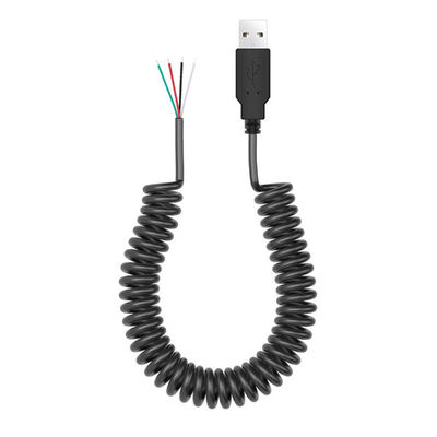 Cordão de mola enrolado USB para abrir 4 cabos de cabo de ponta em lata