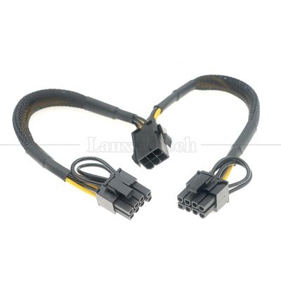 Manteiga 18AWG Pure Cooper Y Splitter 6 Pin para Dual 8 Pin 6+2 PCI Express Adaptador de Potência Extensão Cable PCIe para GPU