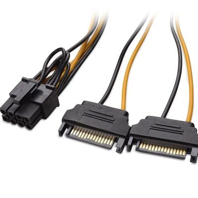 Splitter 8 Pin PCIe Express macho para duplo 15 pin Adaptador de energia Sata ATX cabo