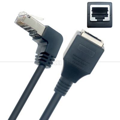 Ângulo descendente de 90 graus RJ45 macho para RJ45 fêmea Socket Cat5e Ethernet Lan Cable