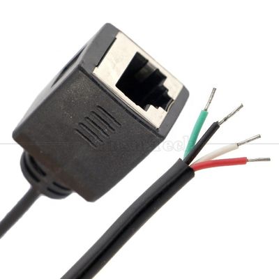 Fêmea RJ45 soquete para abrir solda de lata 4 fios cabo de cola de porco