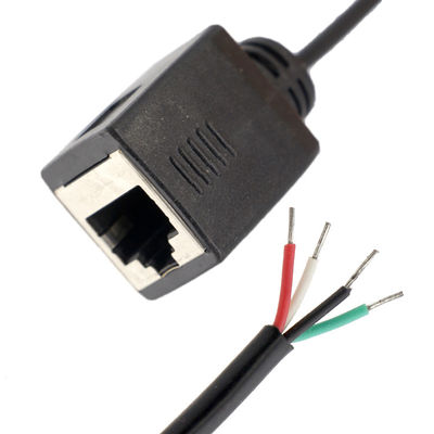 Montagem personalizada Fêmea RJ45 Socket para abrir Soldadura em lata 4 fios Cabo de cola de porco