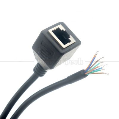 Fêmea RJ45 Jack Socket para abrir Soldagem de lata 8 fios de ponta nua Pigtail Ethernet Network Patch Lan Cable