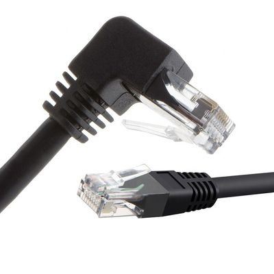 UTP STP 90 graus ângulo direito-esquerdo Cat5 Cat5e Cat6 Cat7 RJ45 cabo de extensão Ethernet LAN