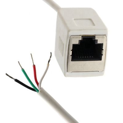 Personalização Branca Fêmea RJ45 Socket To Open Soldadura em lata 4 fios Cabo de cola de porco