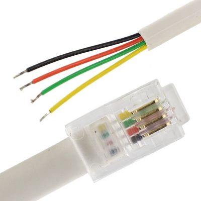 OEM 1m Branco Preto RJ9 RJ11 Macho 4p4c para fio despojado cabo aberto