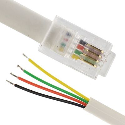 OEM 1m 2m 3m Branco RJ9 RJ11 Masculino 4p4c para fio de lata despojado cabo aberto