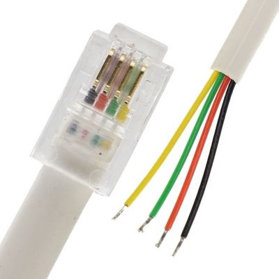 Personalizado 1m 2m 3m RJ9 RJ11 macho 4p4c para fio de lata despojado cabo de fim aberto